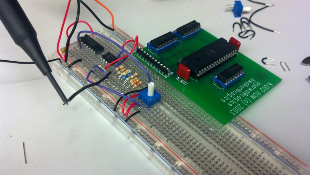 I built this part first. It contains the timer, counter, memory, and DAC.