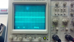 Here, the amplifier scales a sine wave.