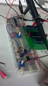 I added a low pass filter and amplifier at the bottom of the breadboard..